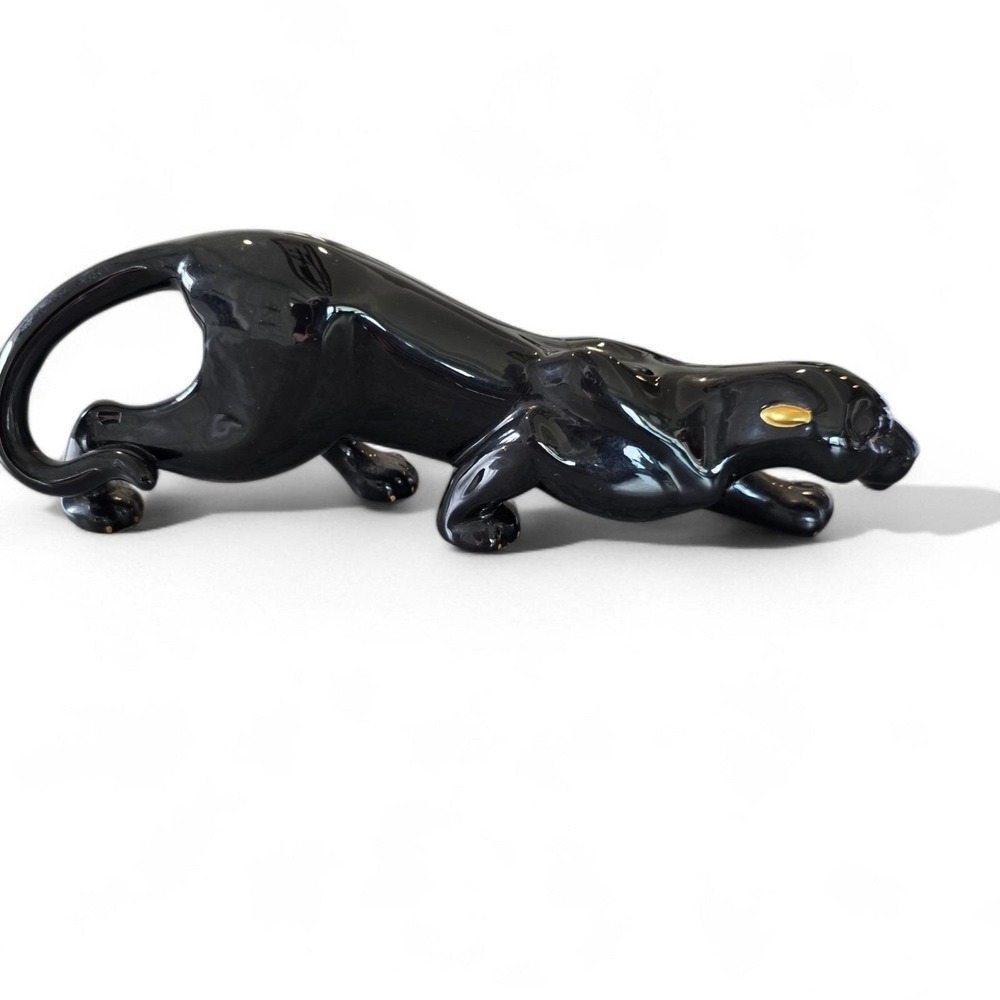Lenox Cat MCM 1994 Fine Porcelain 24k Gold Details Panther Midnight Prowl 9" - Picture 9 of 13